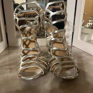 Silver back out silver sandals